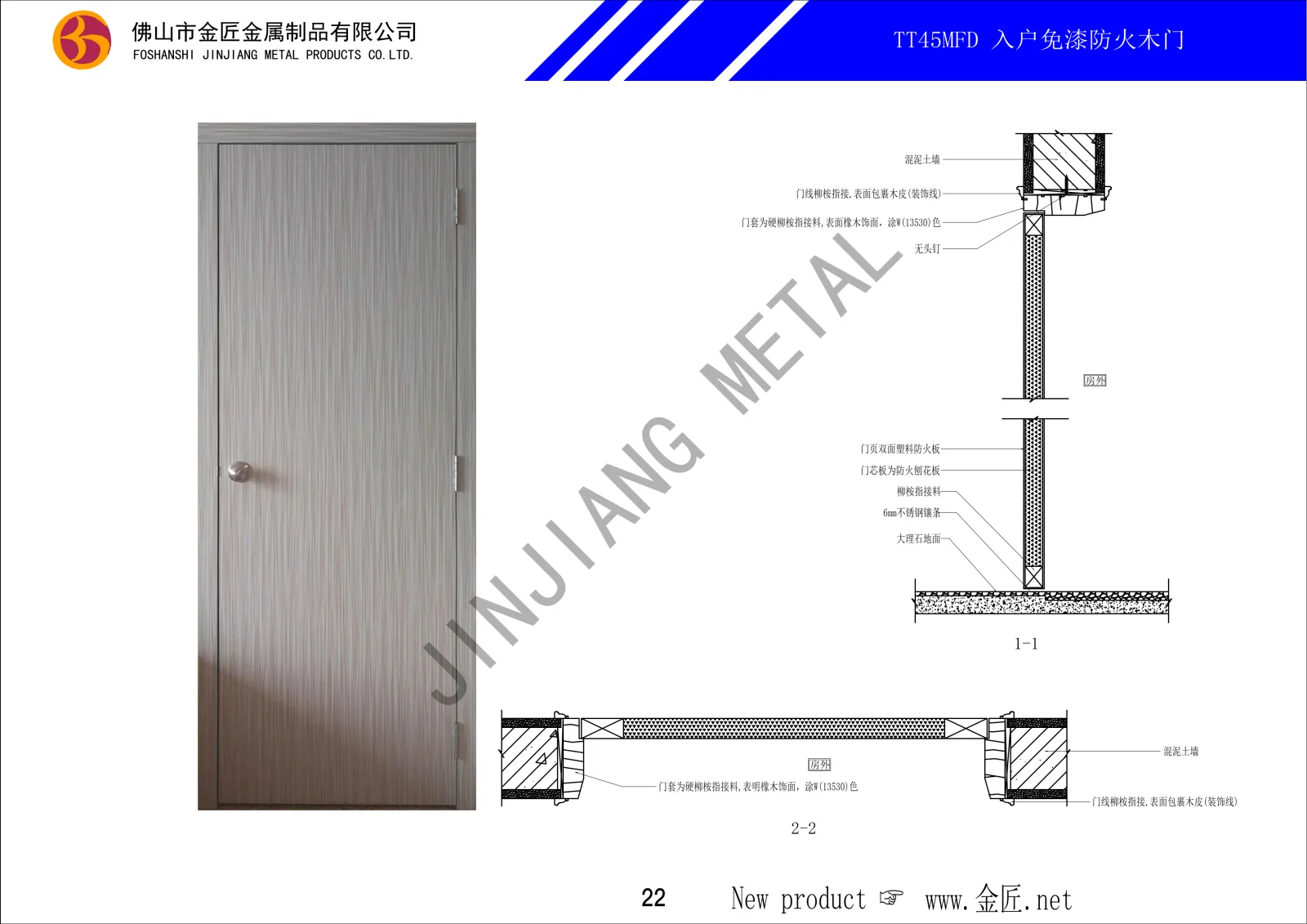 TT45MFD 入户免漆防火木门